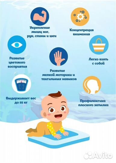 Развивающий водный коврик 70*50см