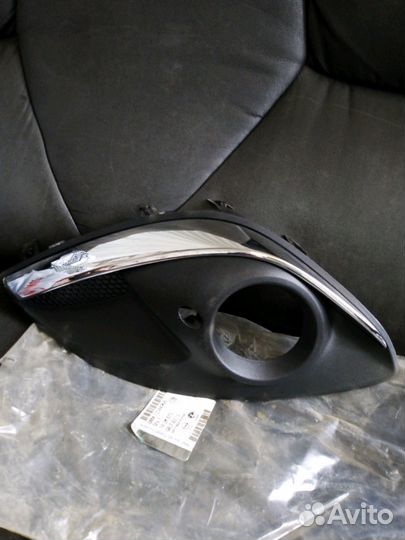 Решетка в бампер левая с хромом корса д под птф