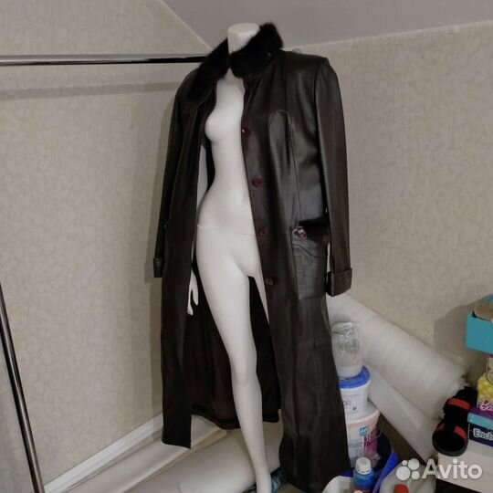 Кожаный плащ женский 46 -48р, куртки, пуховик