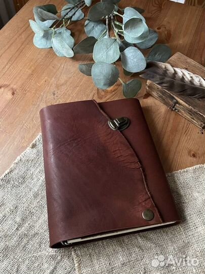 Блокнот на кольцах натуральная кожа