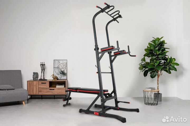 Турник-пресс-брусья со скамьей unix Fit power 150P