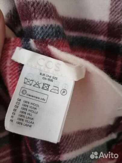 Шарф-палантин COS 100 шерсть клетчатый