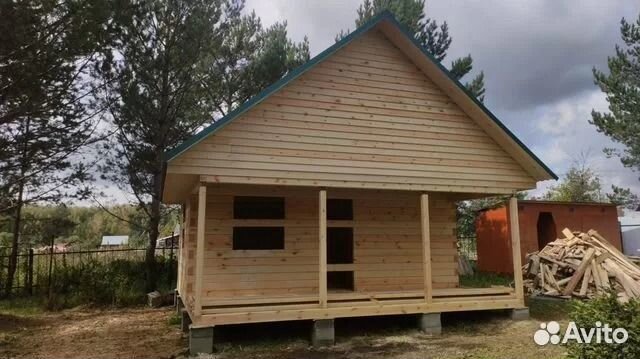 Баня из бруса 4х6 с террасой 2х6