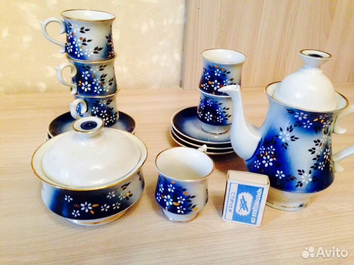 Кофейный сервиз, кобальт