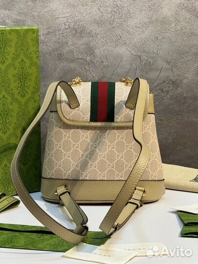 Рюкзак женский Gucci Ophidia бежевый ткань кожа ср