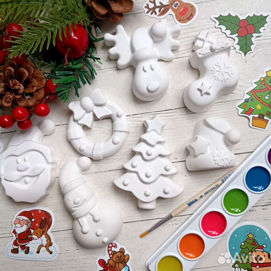 Новогодний подарок. Фигурки из гипса под роспись