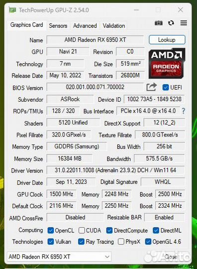 ASRock AMD Radeon RX 6950 XT Phantom Gaming OC