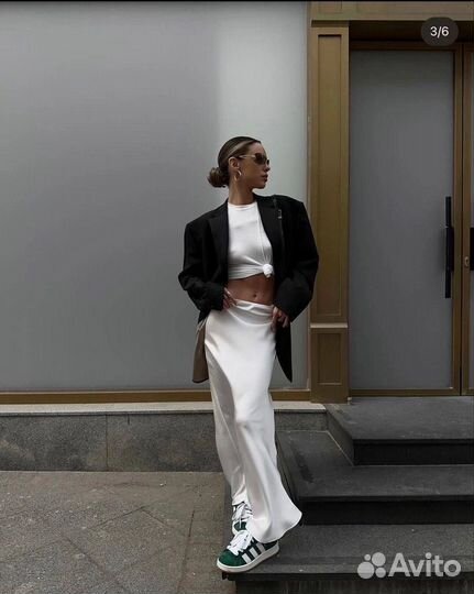 Атласная юбка макси 42-44