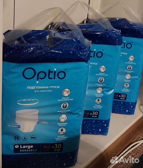 Подгузники-трусы для взрослых Optio разм.1,2,3,4