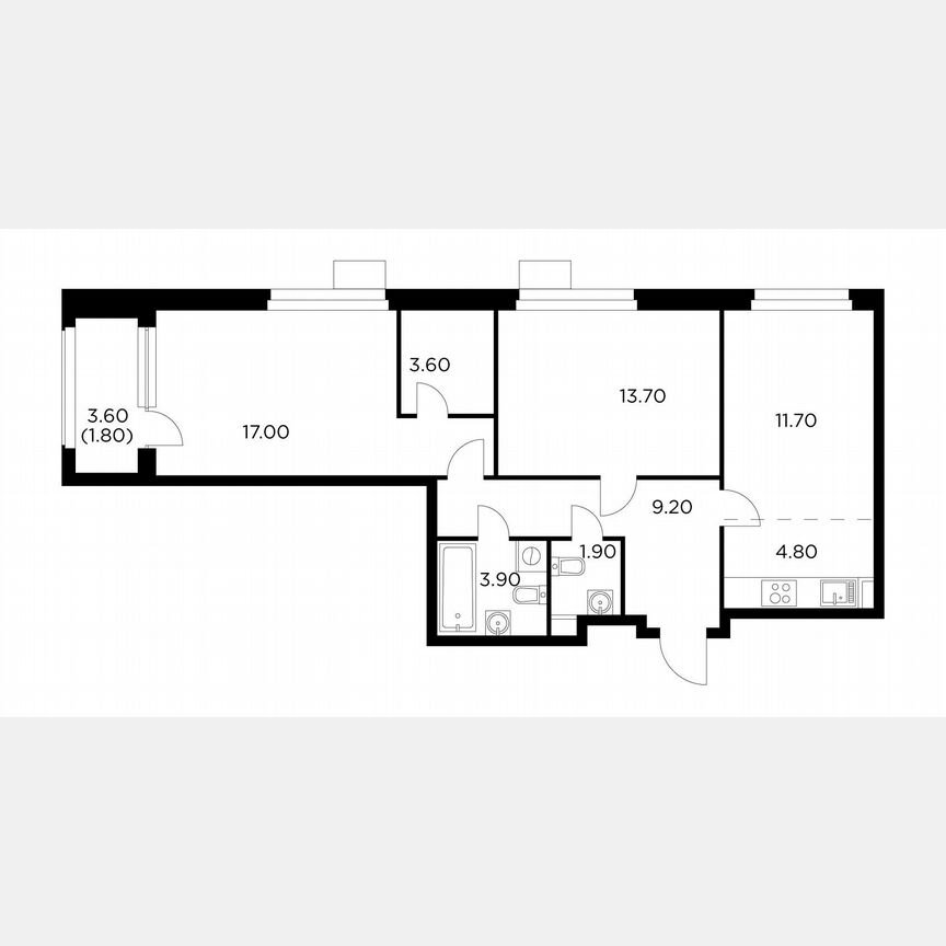 2-к. квартира, 67,6 м², 9/17 эт.
