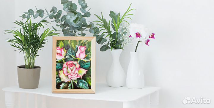 Картина маслом с розами 