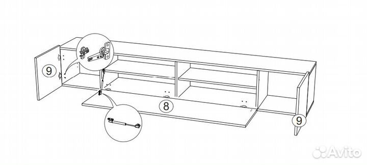 Tв тумба 2,13 м Кантри-1 вотан/гpафит фpезеpовка