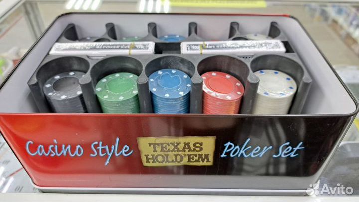 Покер, набор для игры (карты 2 колоды, фишки 200 ш