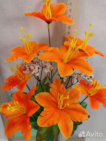 Искусственные цветы букет гибискус 8 соцветий 44см