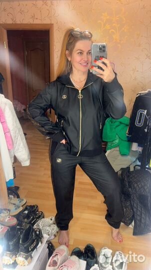 Костюм эко кожа в стразах