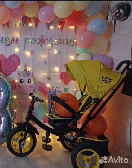 Детский велосипед трехколесный с ручкой