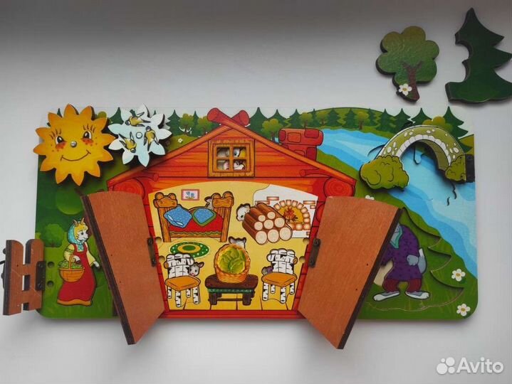 Детская развивающая доска пазл из дерева
