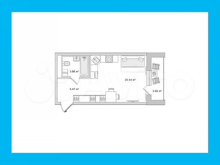 Квартира-студия, 28,5 м², 19/21 эт.