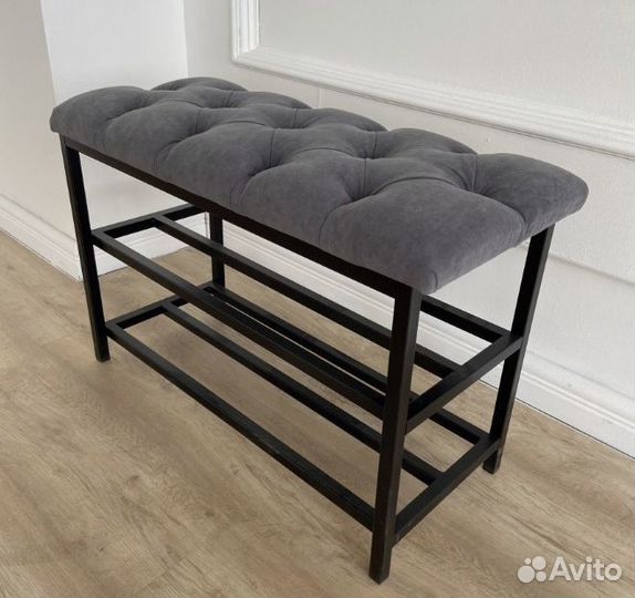 Обувница банкетка железная с мягким сиденьем