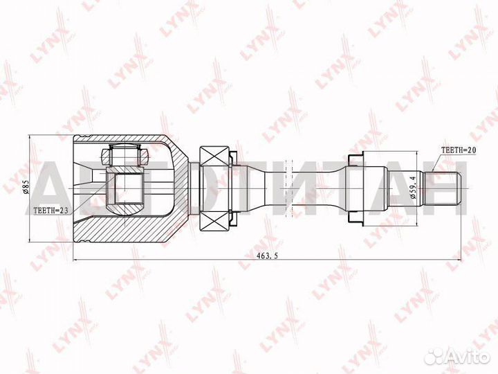 Шрус внутренний перед прав Toyota Corona 93- lynxa