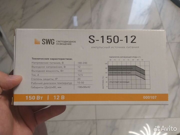 Блок питания 150W, 12V