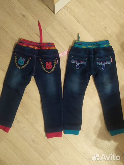 Джинсы для девочки утеплённые 2шт 500