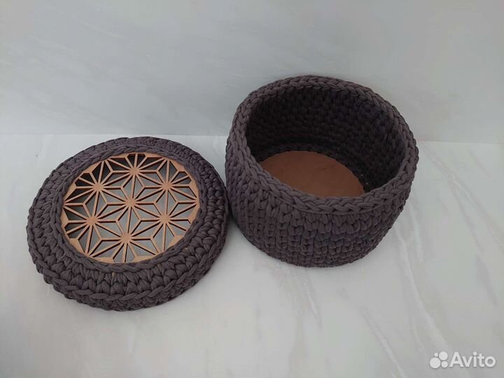 Корзина из трикотажной пряжи