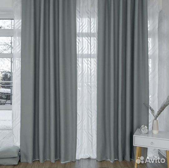 Шторы блэкаут Амадео холодный серый