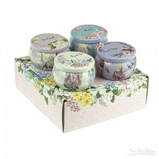 Набор 4 шт сувенирных баночек Цветы Желаний 130мл