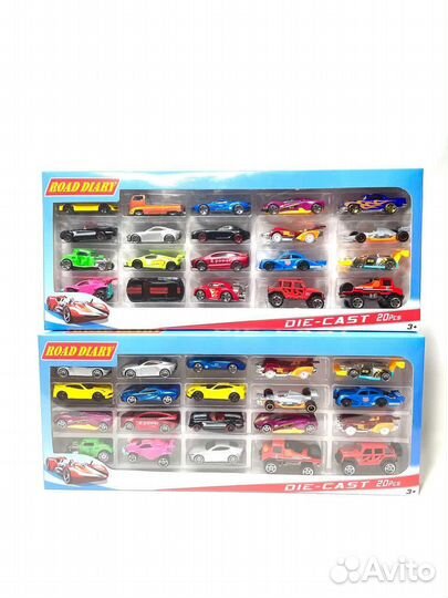 Большой набор из 20 металлических машинок