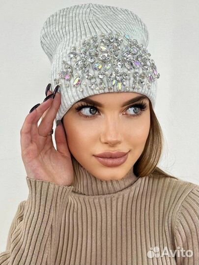 Женский шапки стразы 1300