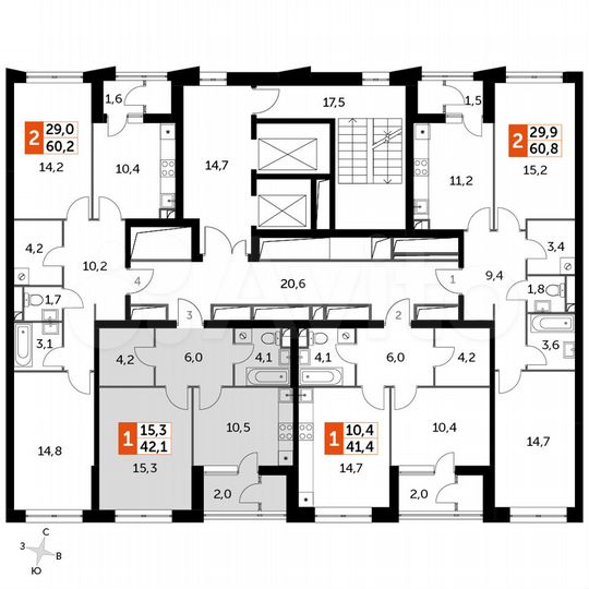 1-к. квартира, 42,1 м², 20/26 эт.
