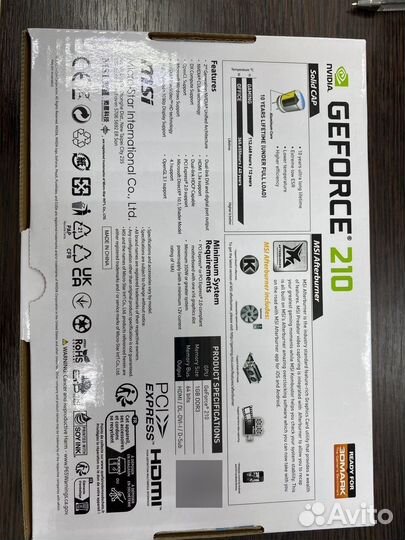 Видеокарта pci-e msi geforce 210, 1024 мв 64 bit