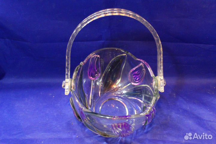 Ваза Конфетница Корзинка с ручкой Красивая изящная