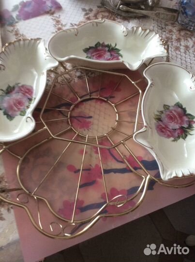 Менажница, блюдца лфз, чешские фарфоровые тарелки