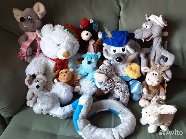 Мягкие игрушки мышь змея лошадка собачка овечка