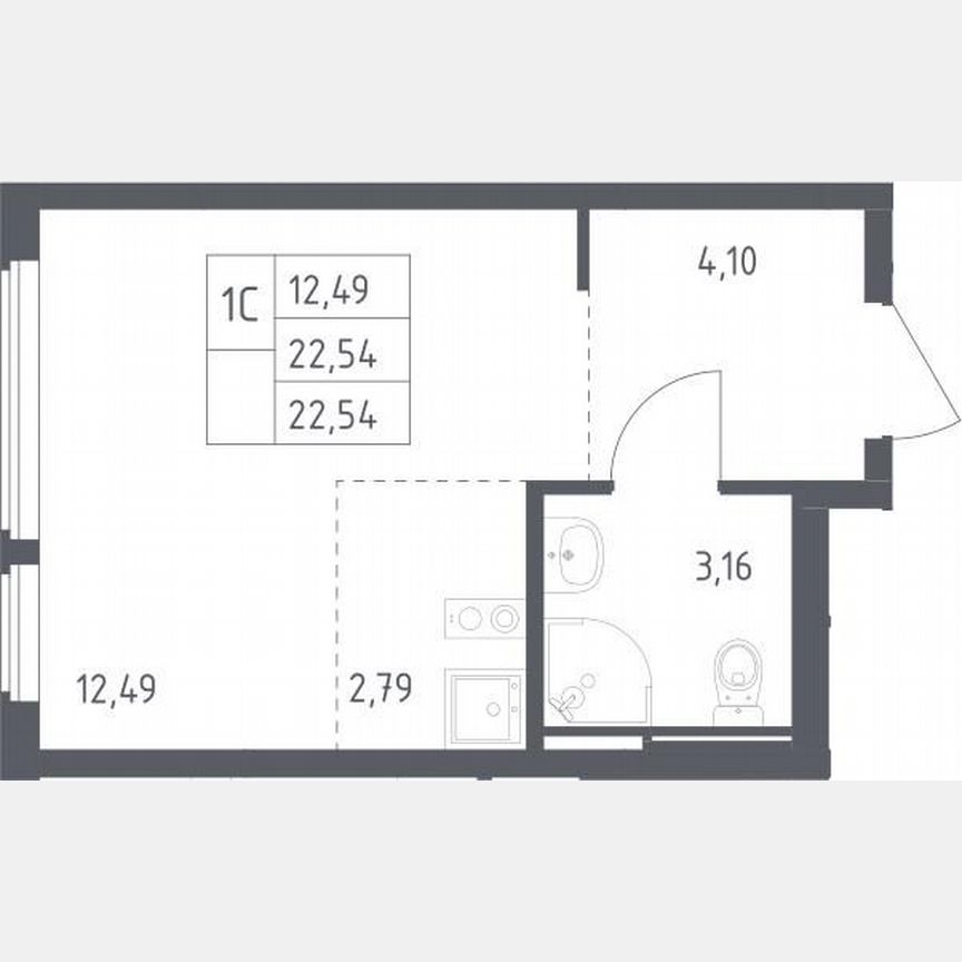 Квартира-студия, 22,5 м², 8/14 эт.