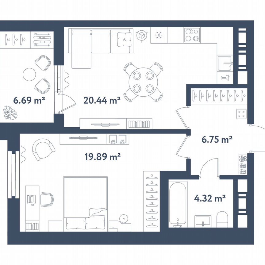 1-к. квартира, 54,8 м², 3/11 эт.