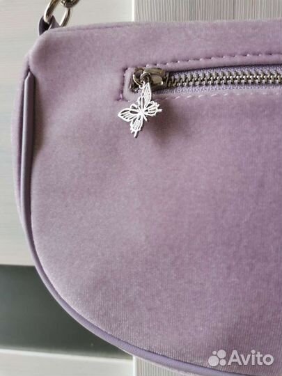Фиолетовая сумка багет bershka