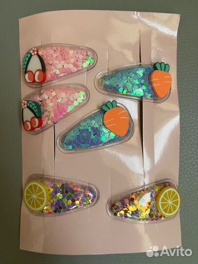 Наборы детских заколок с блестками. Новые