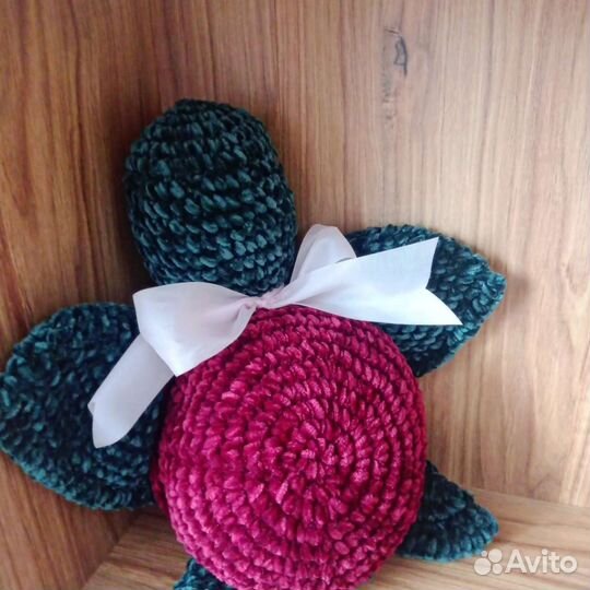 Мягкие вязаные игрушки медведь, зайчик, самолёт