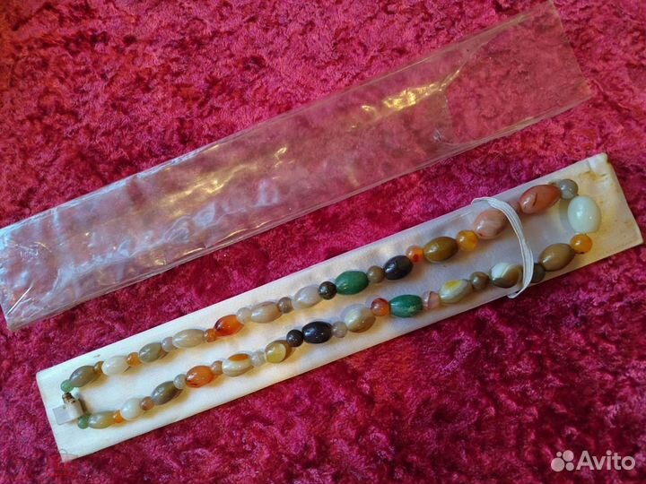 Винтажные бусы разноцветный Агат Индия