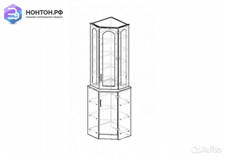 Буфет Констанция угловой белый матовый / голубой