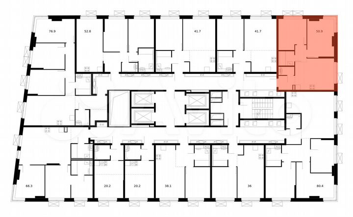 2-к. квартира, 50,9 м², 25/33 эт.