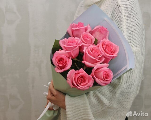 Букет из 9 розовых роз premium 40-50 см (Эквадор)