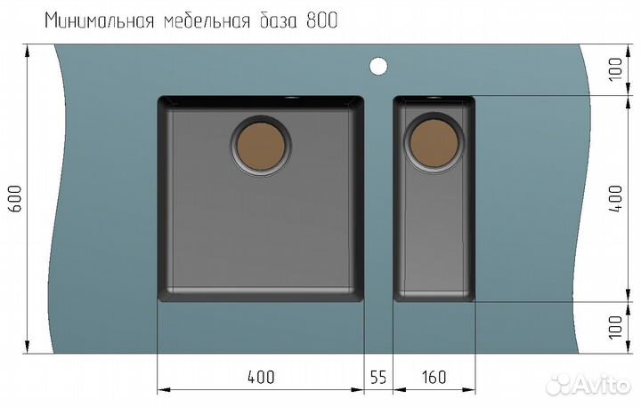 Мойка для кухни Ulgran Underground 400 бетон