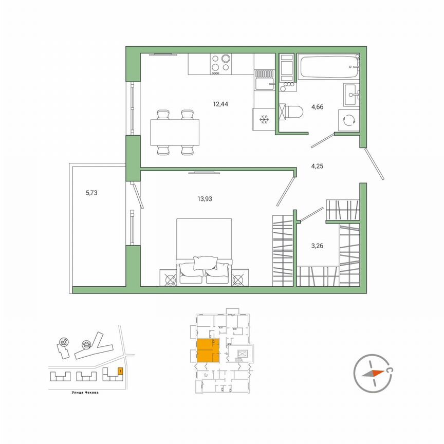 1-к. квартира, 40,3 м², 8/9 эт.