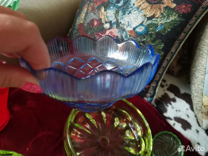 Цветное стекло СССР Вазы Конфетницы