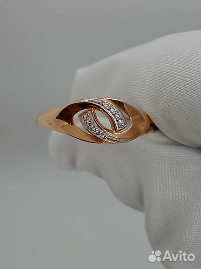 Золотое кольцо с фианитом 17,5р