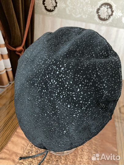 Берет замша натуральная крек с лазерной обработкой